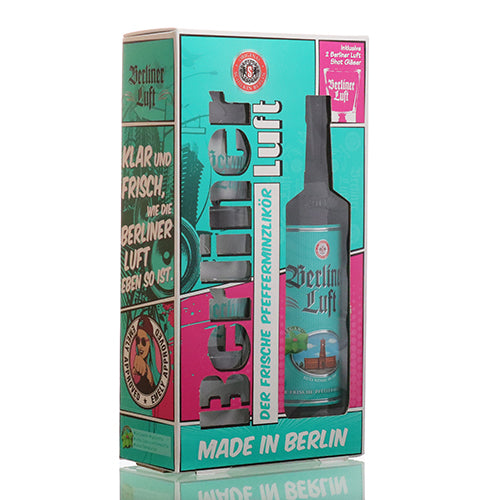 BERLINER LUFT Pfefferminzlikör Geschenkset mit 2 Shotgläser 18% vol. 0,70l