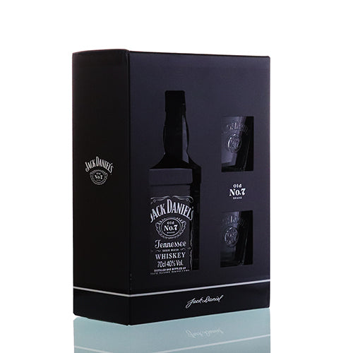 Jack Daniels Old No. 7 Brand Whiskey Geschenkset mit 2 Gläsern 40% vol. 0,70l